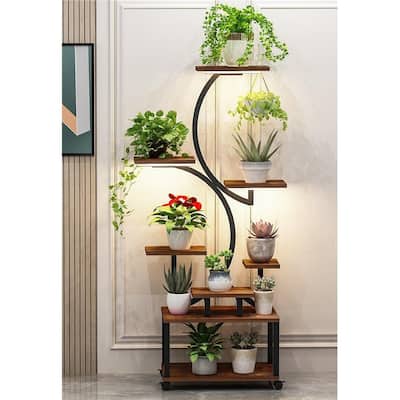 Plant Stand Indoor with Grow Lights, 8 Tiered Indoor Plant Shelf, Metal Plant Flower Holder Stand,S-Shaped Plant Rack for Home