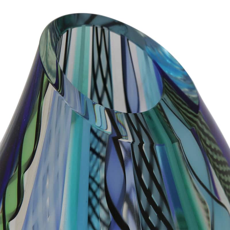 Novica Handmade Carnival Color Fantasy Handblown Recycled Glass Vase (6 Inch)