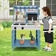 preview thumbnail 3 of 8, Double-Sided Wooden Play Kitchen and Grocery Stand with Stoves Perfect for Boys and Girls - 23" x 22" x 34" (L x W x H)