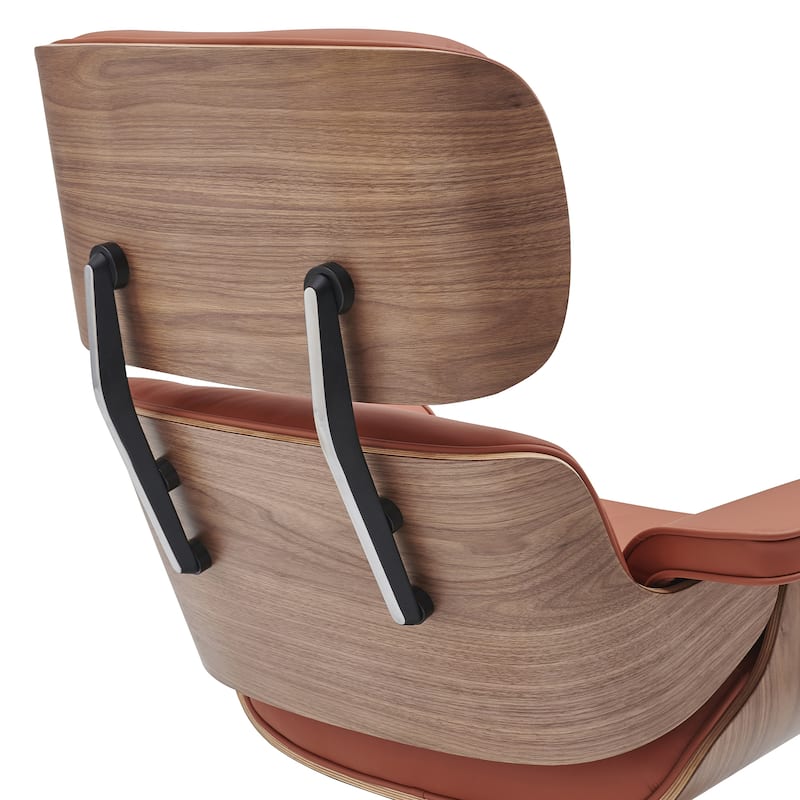 Mid-century Modern Lounger Real Leather Arm Chair and Ottoman Set