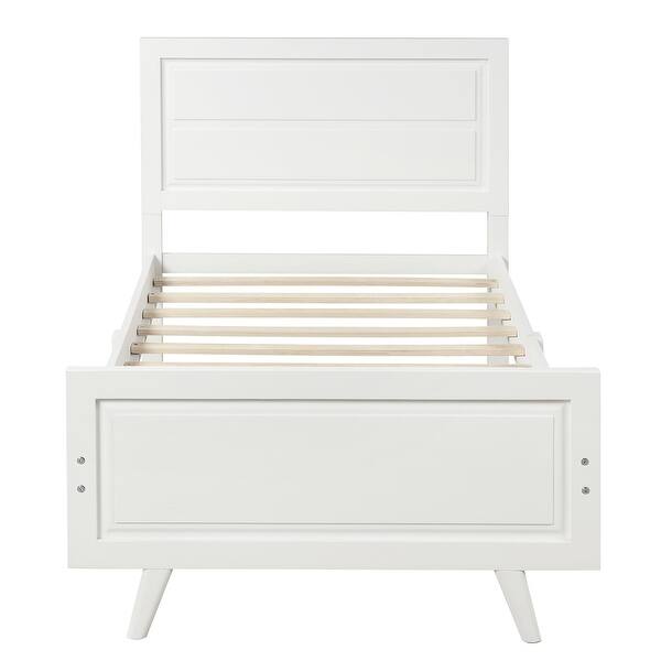 slide 2 of 13, Twin Platform Bed with Headboard and Footboard, No Box Spring White