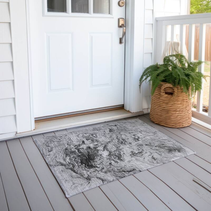 Machine Washable Indoor/ Outdoor Chantille Abstract Contempoary Rug