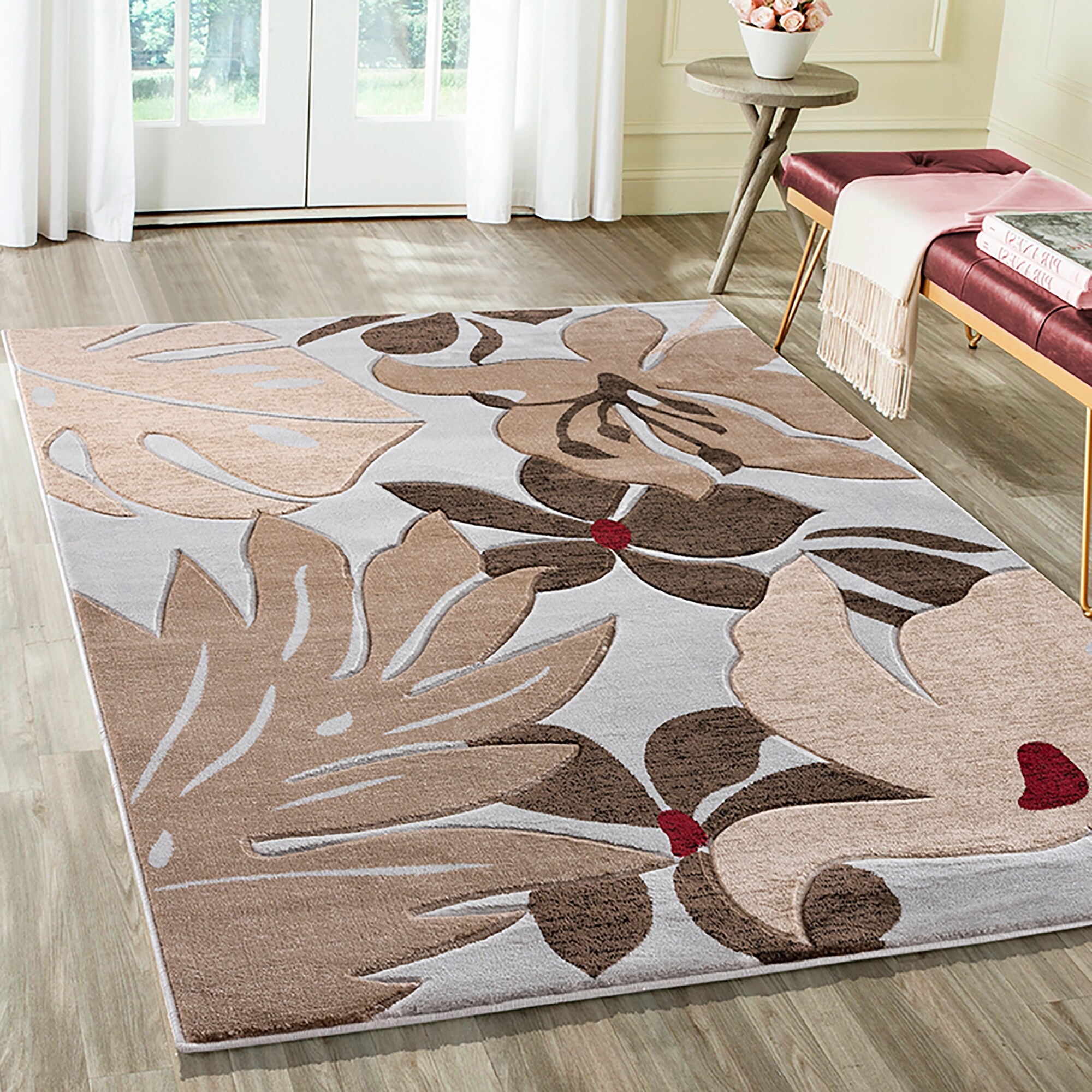 Shop Copper Grove Alfeld Cream Beige And Brown Floral Area Rug