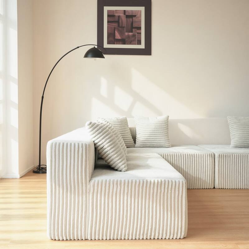 Sofa 130-in Casual White 4 -seater Reclining Sectional - 8' x 10'