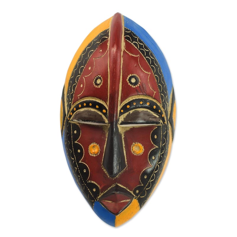 NOVICA Handmade Uzoma Wood Mask (Ghana) - 9.75" H x 5.25" W x 2.4" D
