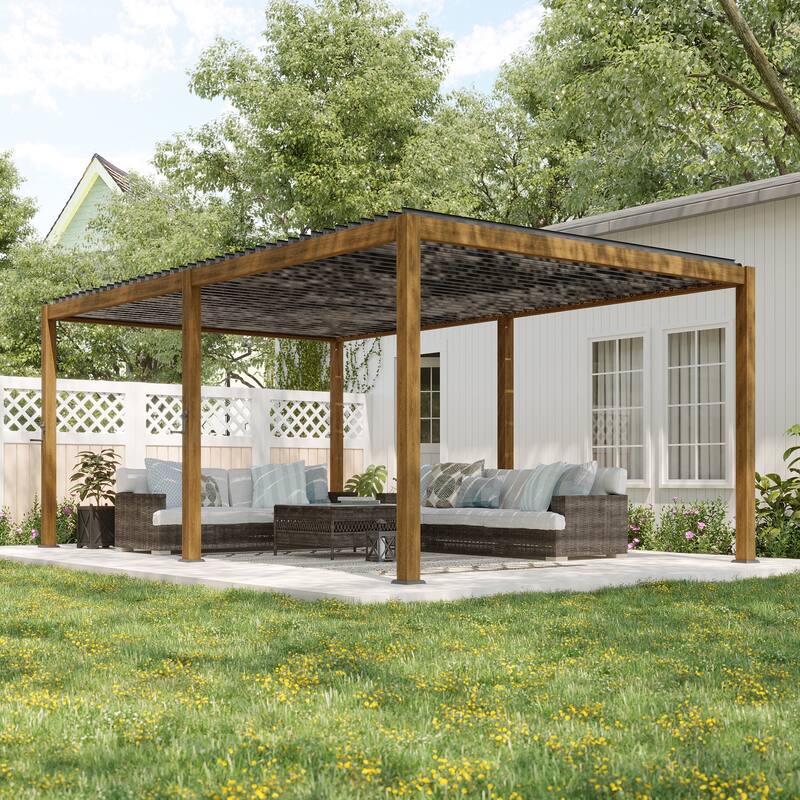 BONOSUKI Outdoor Louvered Pergola with Aluminum Frame for Modern Patio Living