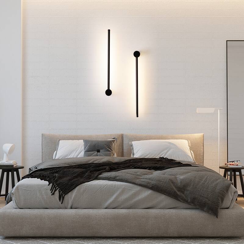 Modern Minimalist Style Black LED Plug-in Long Strip Wall Sconce