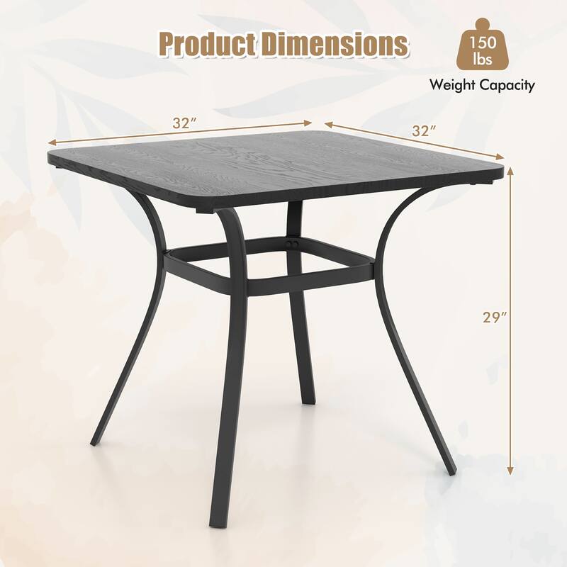 Gymax 32'' Patio Dining Table w/ 4 Curved Legs Heavy-Duty Outdoor