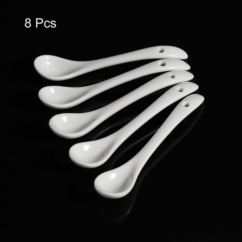 Ceramic Spoons 3.7" White Spoon for Home Kitchen Restaurant 8 Pcs