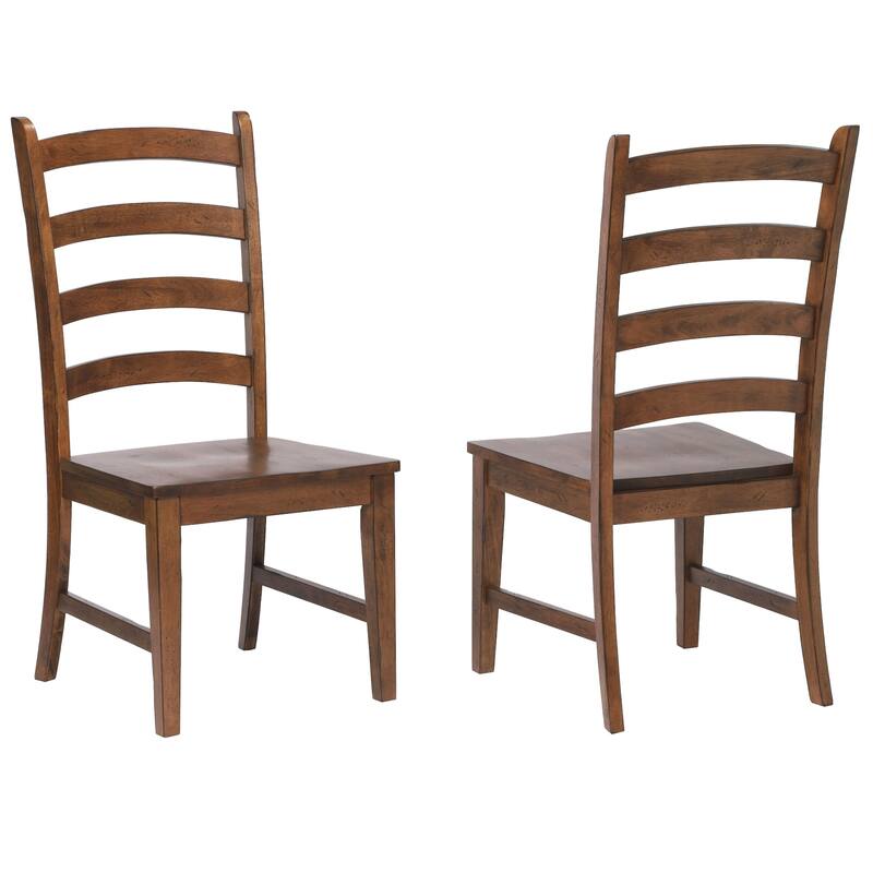 Wooden Side Chairs - 42" - Brown - Set of 2