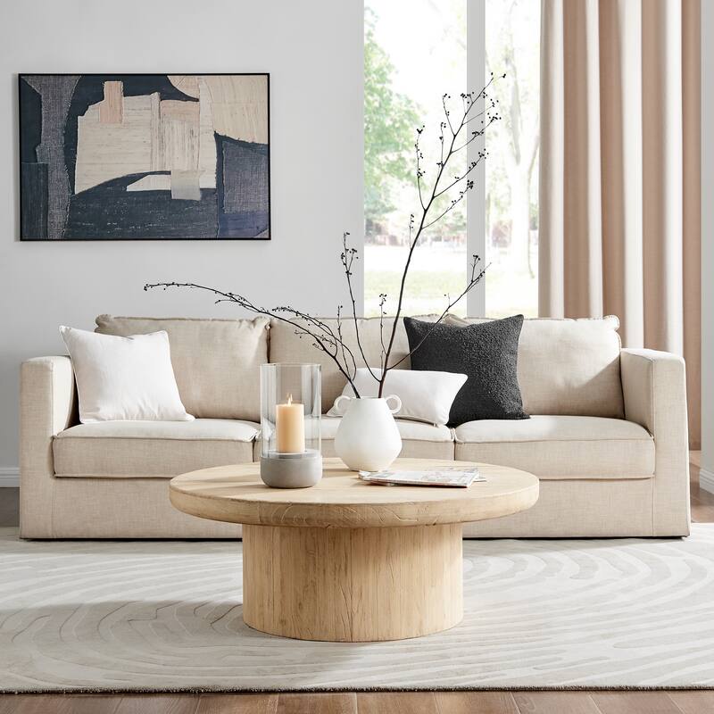 Danya B. Modern Cool Gray Cement Base and Glass Pillar Candle Holder