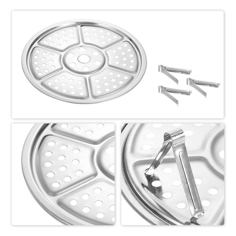 Stainless Steel Steamer Rack w Stand, Insert Stock Pot Steaming Tray - Silver Tone