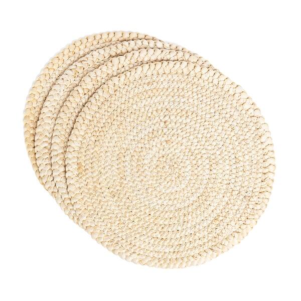 Over&back Natural Round Woven Placemats - Set of 4