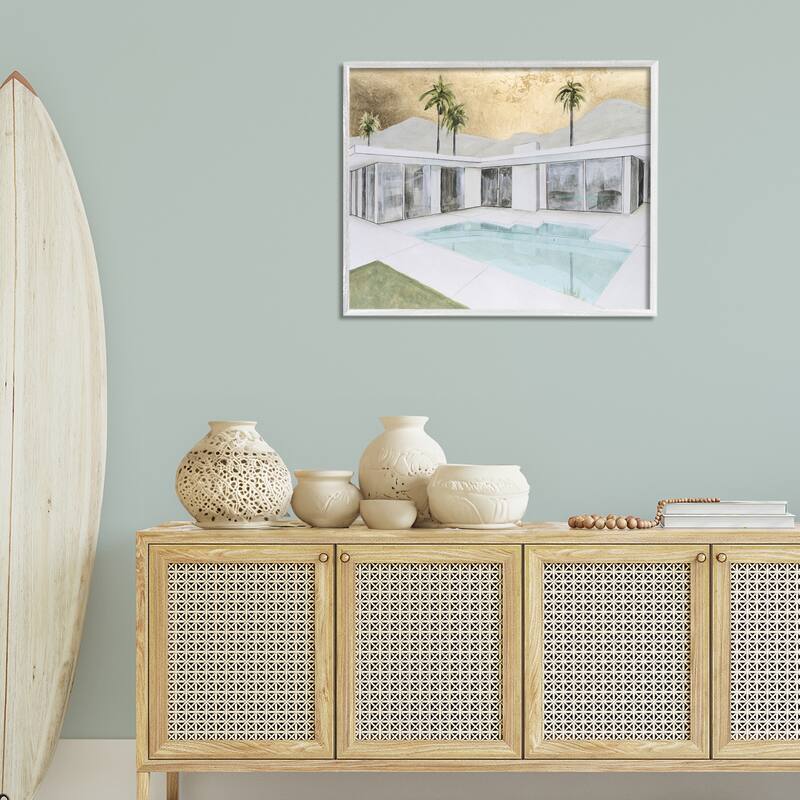 Stupell Modern Chic Pool View Framed Giclee Art Design By Michael Willett