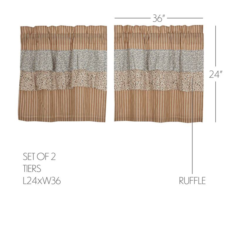 Kaila Ticking Gold Ruffled Tier Set of 2 L24xW36