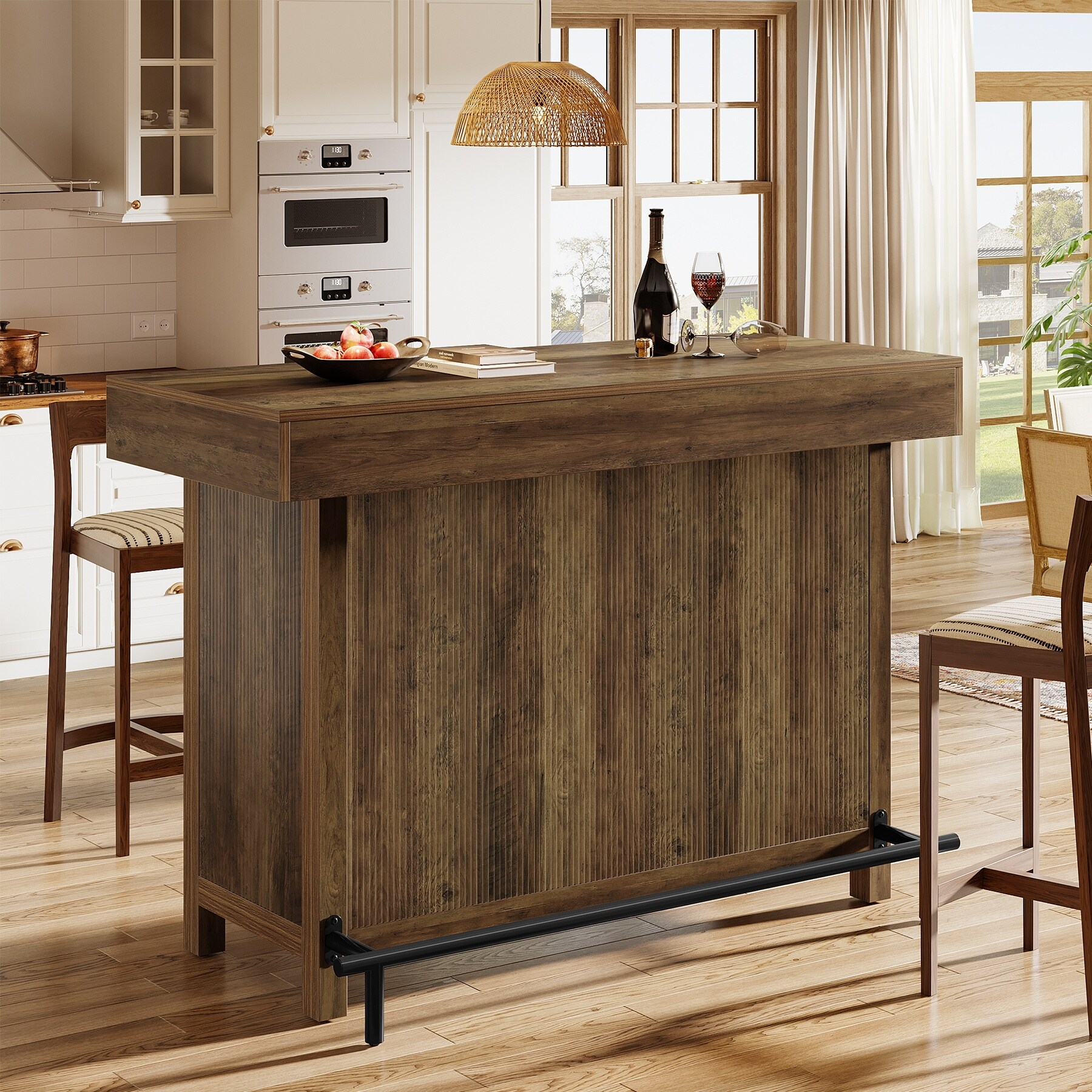 57.5'' Bar Table Home Bar Unit Counter Height Pub Table with