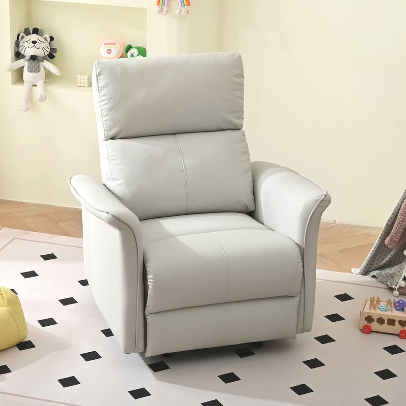 Manual Rocker Recliner Chair for Adults, PU Leather Rocking Chair for Nursery, Single Sofa Recliner for Home Theater