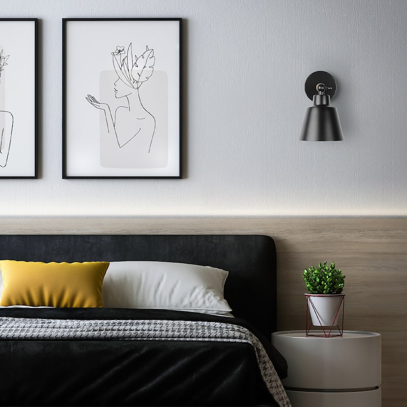 Adjustable Vintage Wall Sconces Bedside Bedroom Wall Light Fixtures - Lampshade Dia 5.1"