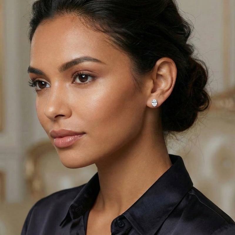 Bliss Diamond 2 Ct Lab Grown Oval Diamond Studs White Gold Earrings