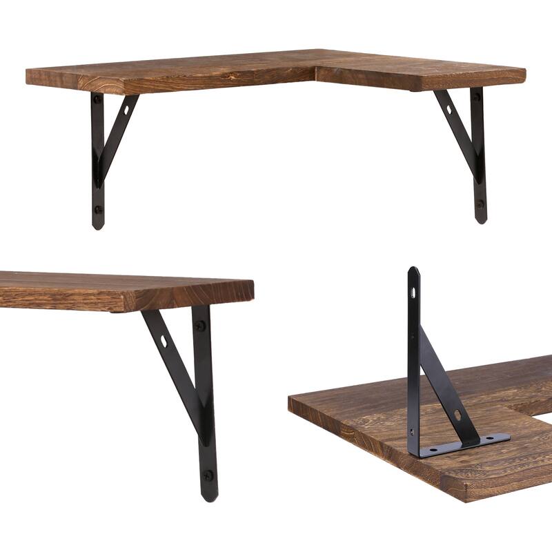 Wood Floating Shelves Set of 3, Wall Mounted Shelves for Bedroom, Bathroom, Living Room, and Kitchen Wall Decor 15.7*11.4in - Dark Brown