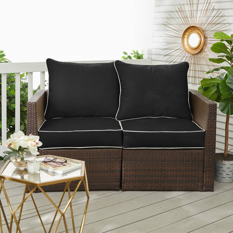 Sorra Home Sunbrella Outdoor Loveseat Pillow and Cushion Set