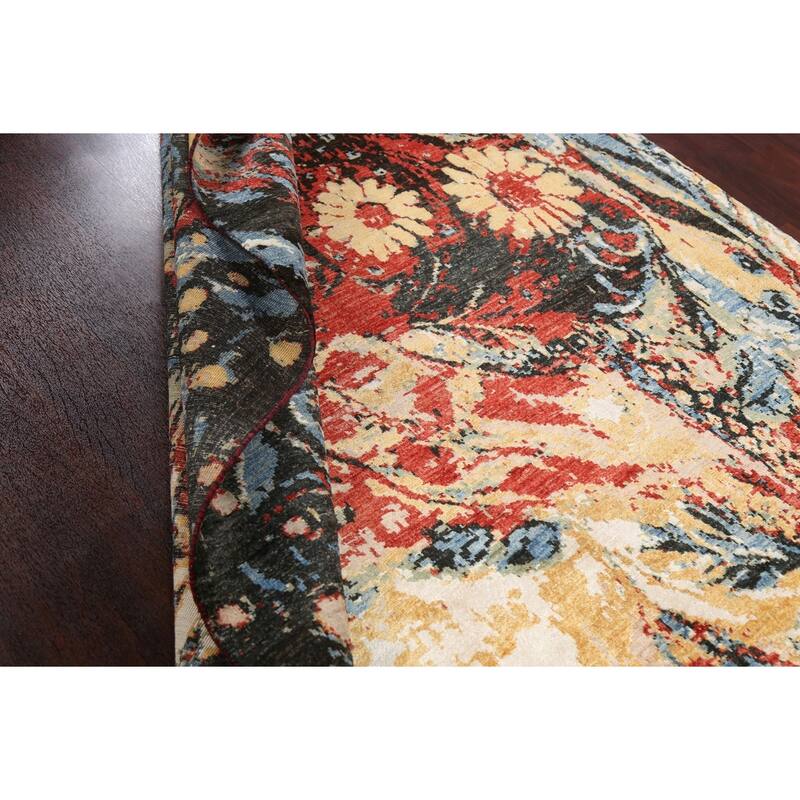 Wool/ Silk Vegetable Dye Abstract Modern Area Rug Hand-knotted Carpet - 6'7" x 9'8"