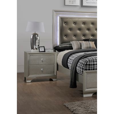 1pc Modern Glam Style Two Drawer Nightstand Embossed Crocodile Pattern