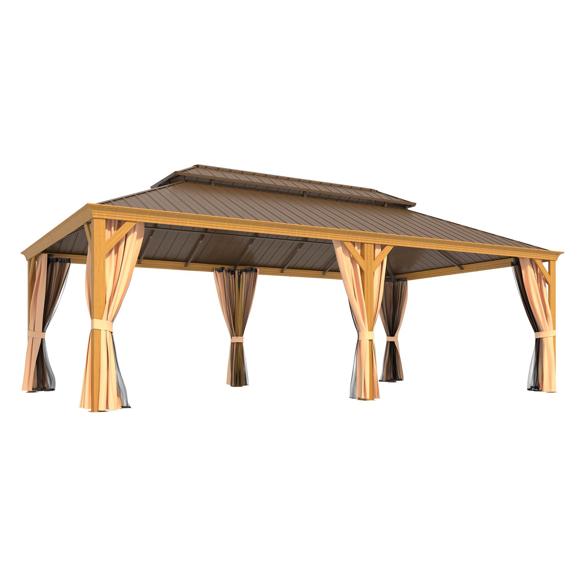 Outdoor Hardtop Gazebo with a Wood-Look Aluminum Frame