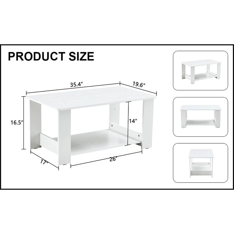 White MDF Double Layered Coffee Table