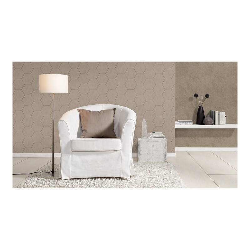 Advantage Bascom Light Grey Stone Hexagon Wallpaper - 21 x 396 x 0.025