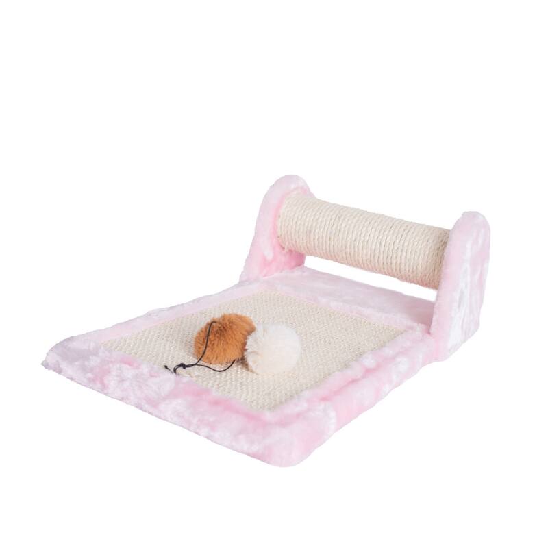 Rolling Real Wood Cat Scratcher Toy, Sisal Scratching Board for Cats Training - 19"(L)X12"(W)X6"(H)