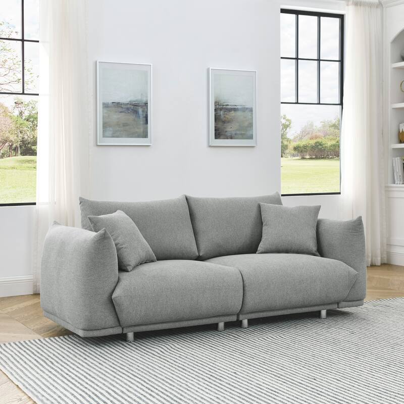 Modern 78.8 Length Solid Wood Frame Sofa with 2 Pillows Bed Bath