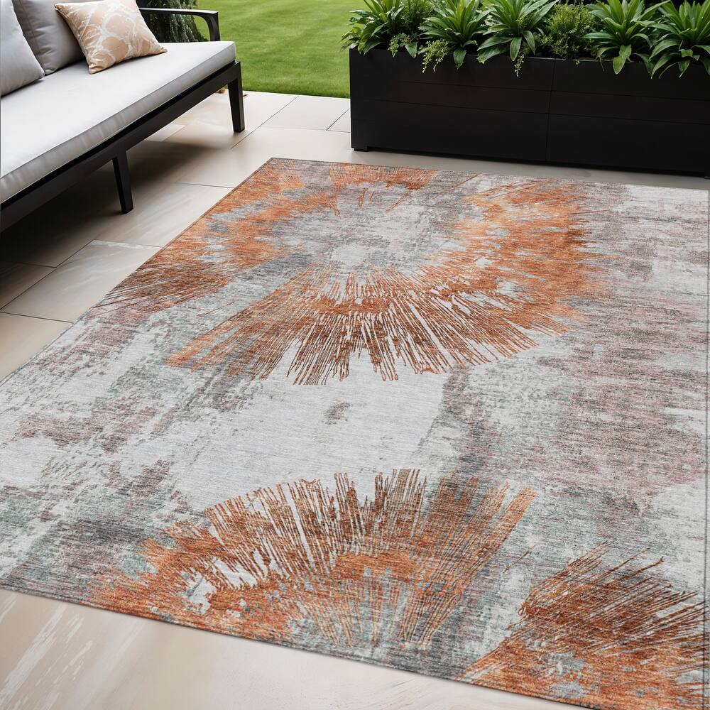 HomeRoots Abstract Transitional Rectangle Outdoor Rug
