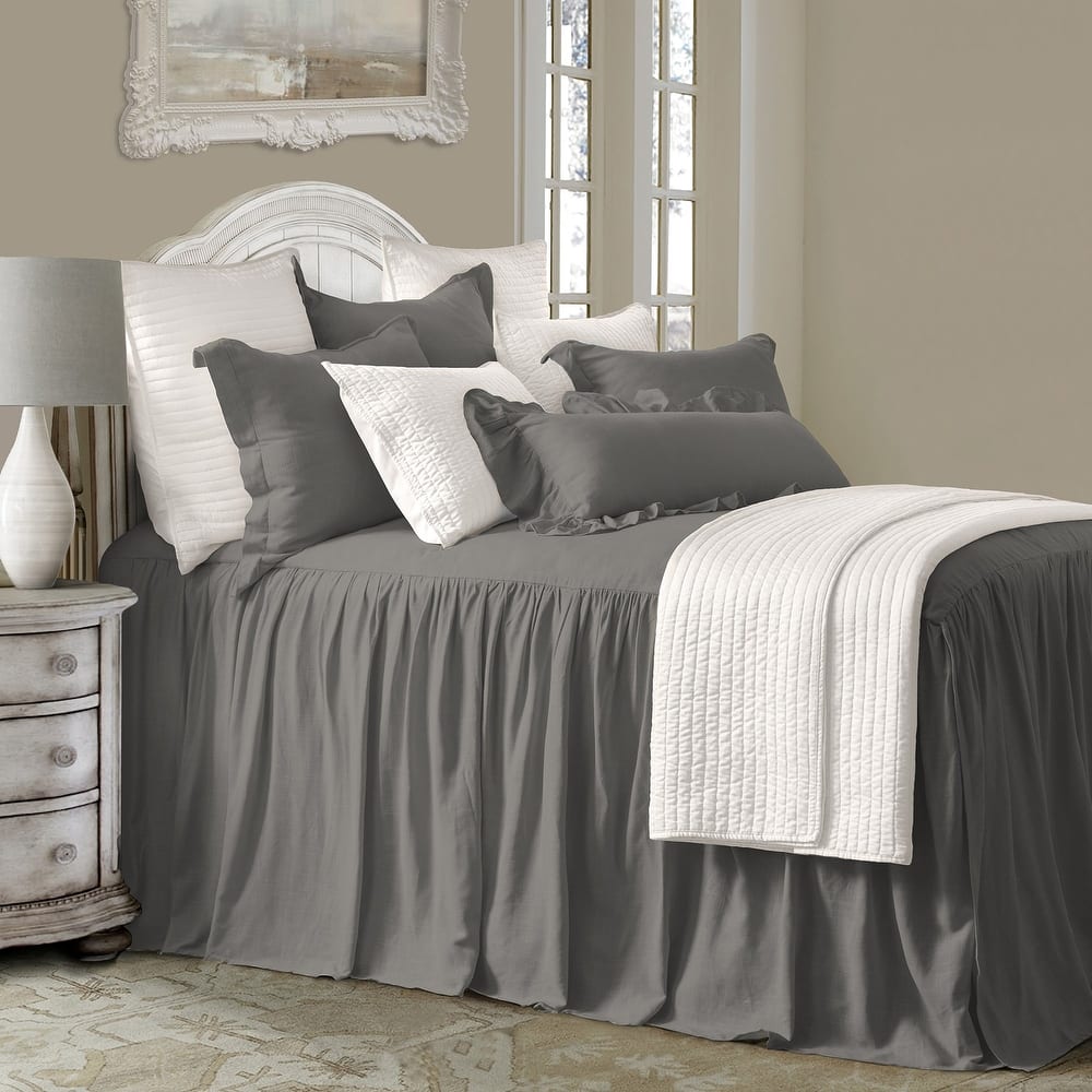 HiEnd Accents Luna Washed Linen Romantic Shabby Chic 3 Piece Bedspread Set