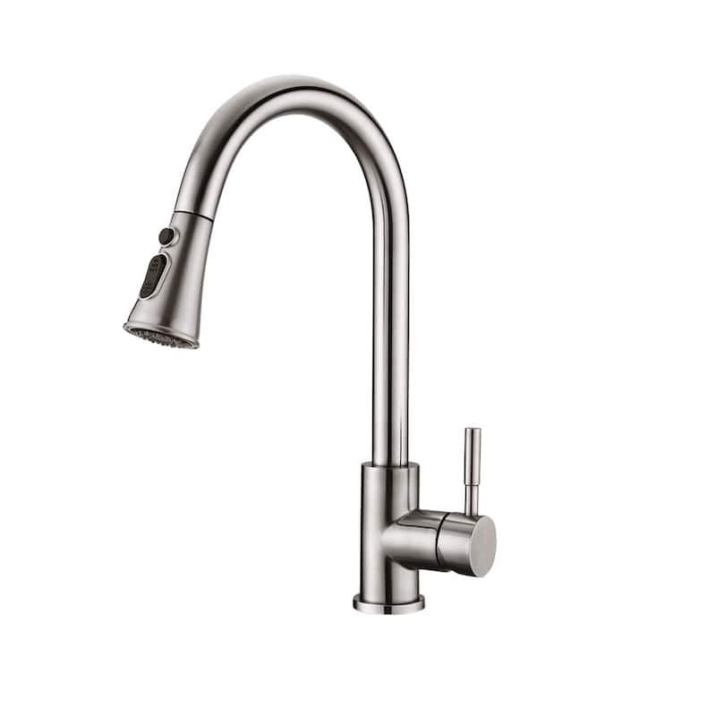 PROOX 360 Rotation Single Handle Kitchen Sink Faucet Pull Down Sprayer - Brushed Nickel