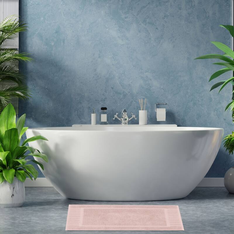 White Classic Luxury Cotton Bath Mat 22x34 Set of 2