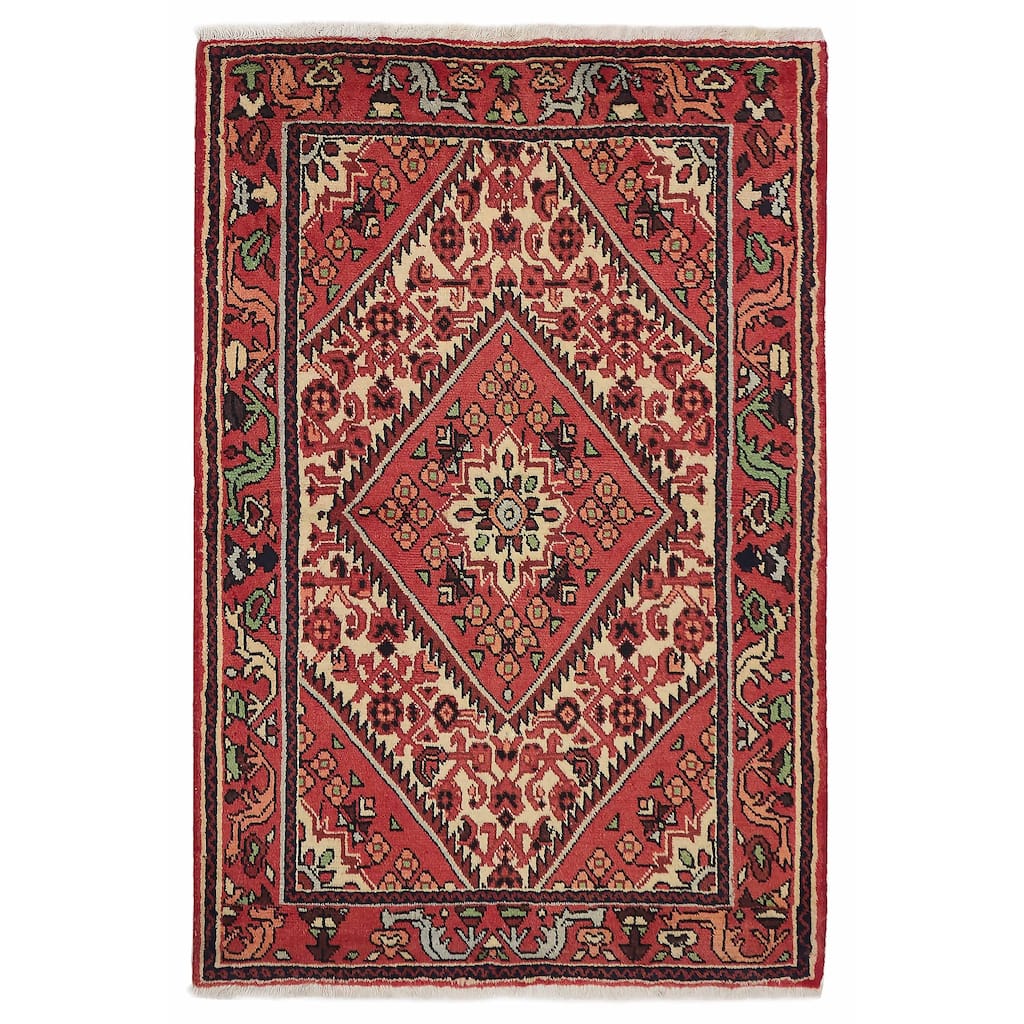 ECARPETGALLERY Hand-knotted Anadol Red Wool Rug - 3'3 x 4'11