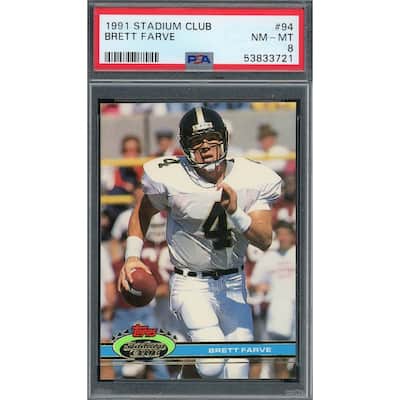 Brett Favre 1991 Stadium Club Football Rookie Card #94 PSA 8 - 8'6" x 11'6"