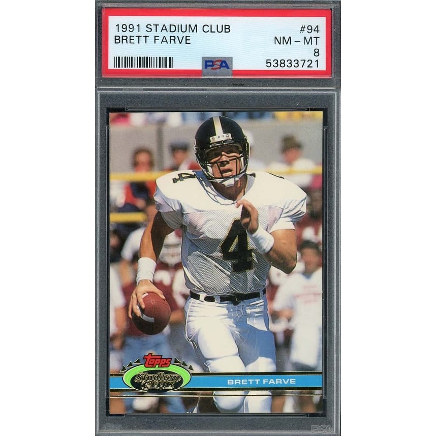 Brett Favre 1991 Stadium Club Football Rookie Card #94 PSA 8 - 8'6" x 11'6"