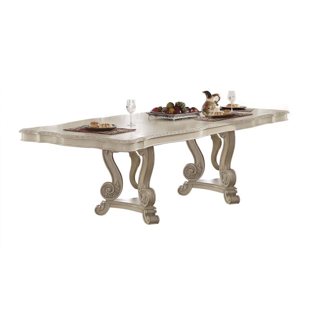 Brocke Antique White Dining Table with Extension Leaf