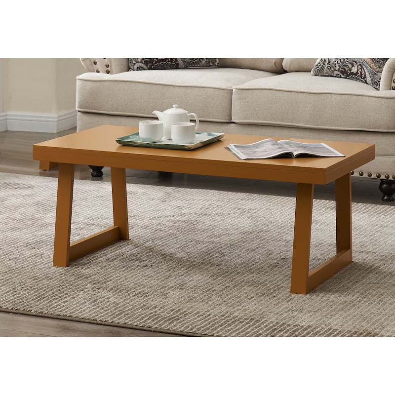 Charlie Modern Wood Coffee Table with Open Storage Shelf - 40"L x 20"W x 17"H - Honey Mustard