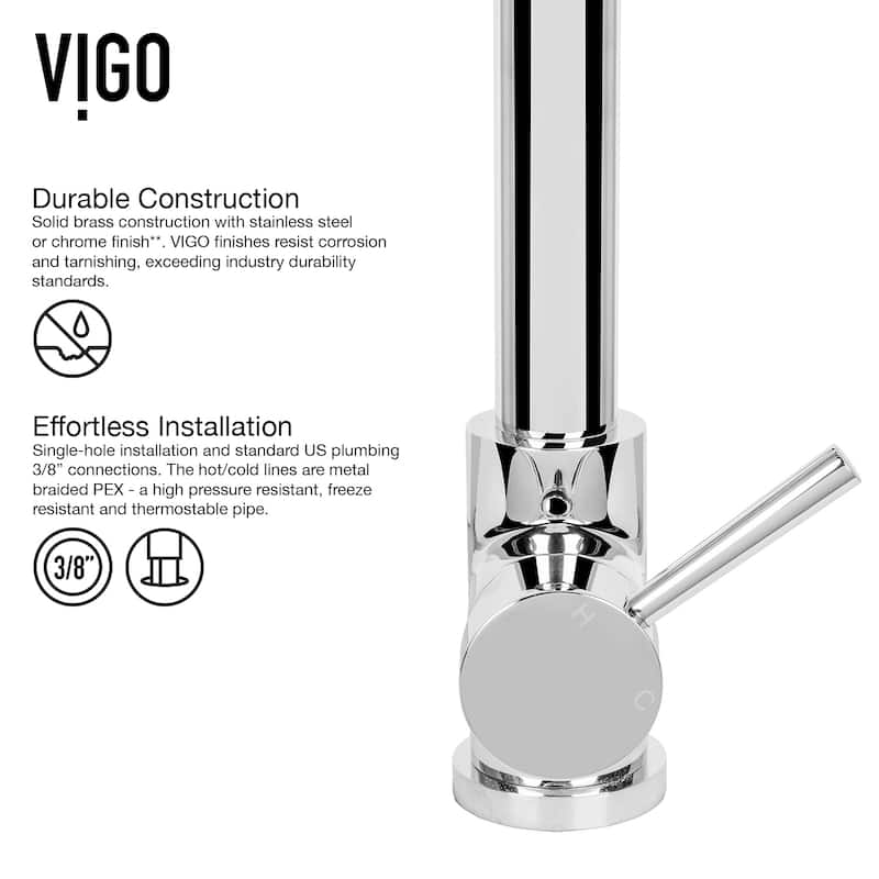 VIGO Zurich 27" H Single Handle Pull-Down Sprayer Kitchen Faucet