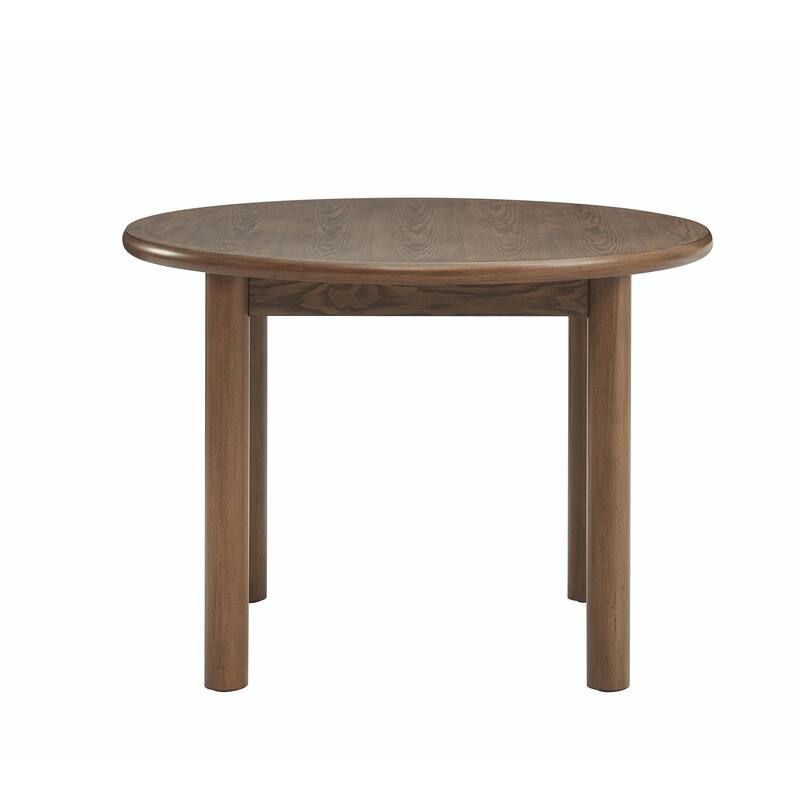42" Round Dining Table for 4, Retro Wooden Table with Solid Wood Legs