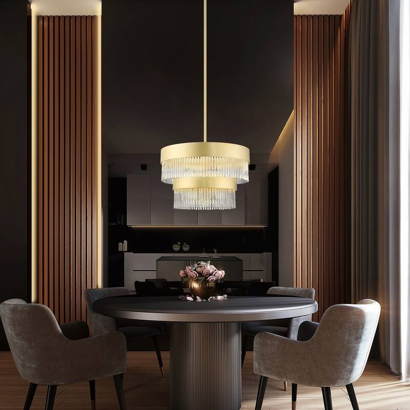 Livex Lighting 5-light Soft Gold Pendant Chandelier, 49824-33 - 20" Dia x 22.75" - 52.75" Adj. H