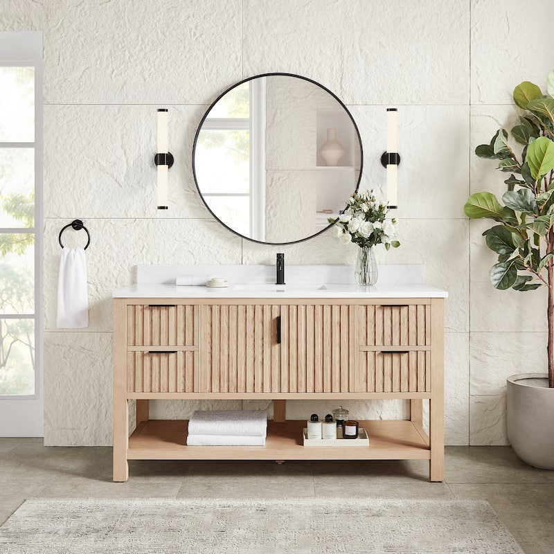 Tehran Bath Vanity with Composite Stone Top without Mirror