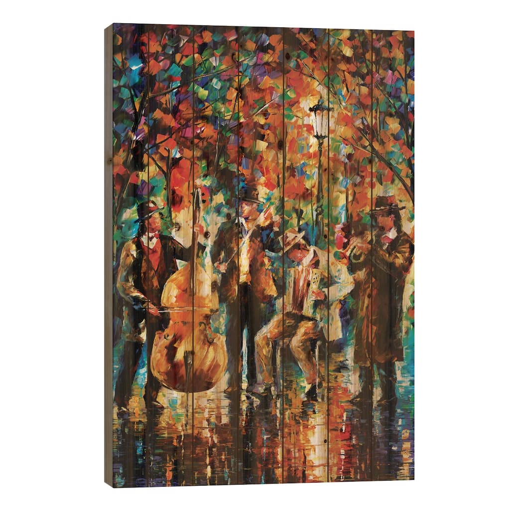 Glowing Music Print On Wood by Leonid Afremov - Multi-Color