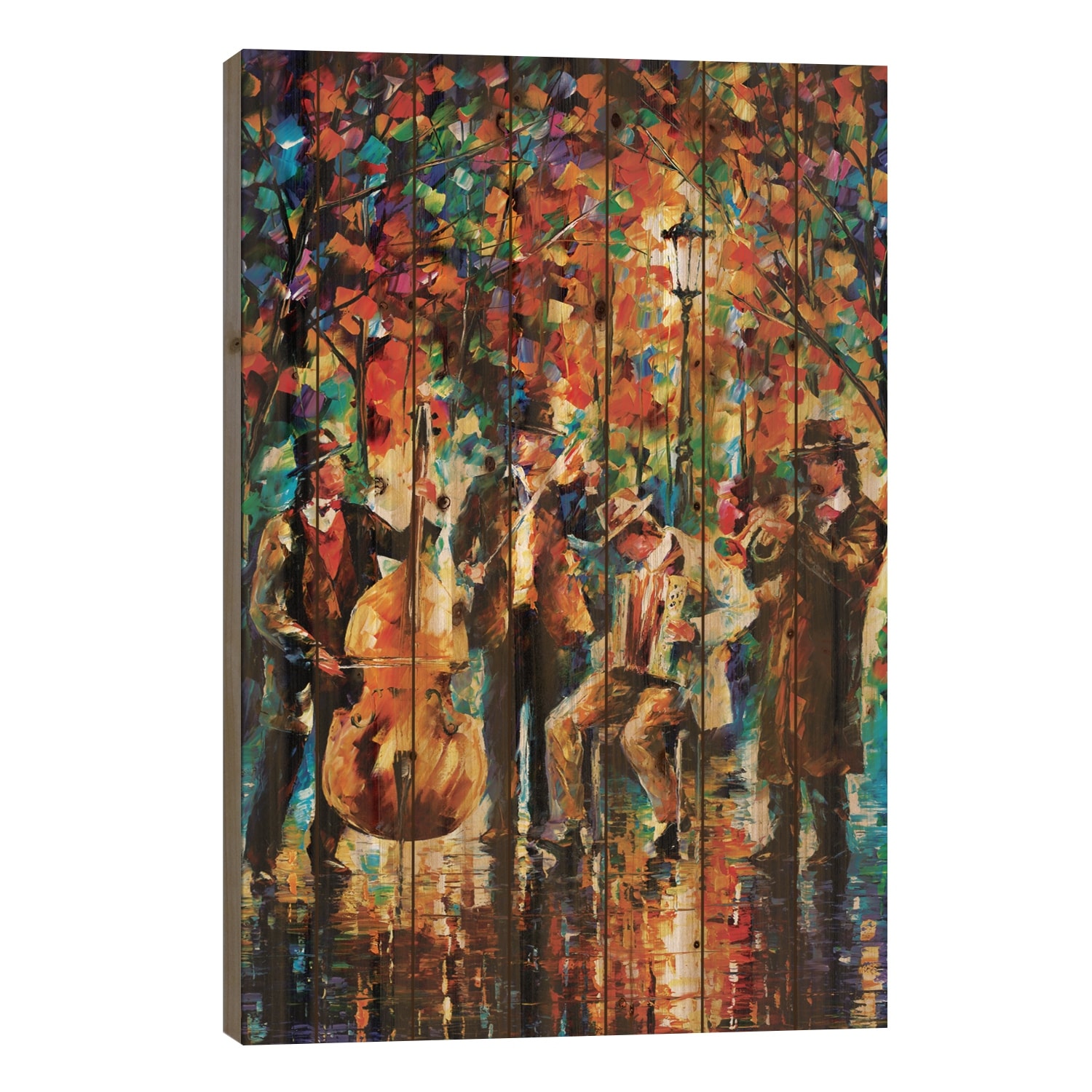 Glowing Music Print On Wood by Leonid Afremov - Multi-Color