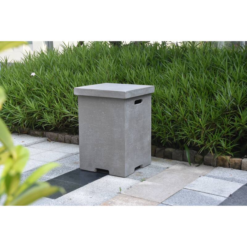 Light Gray Square Concrete Tank Cover by Elementi Fire - ONB01-105 - Grey