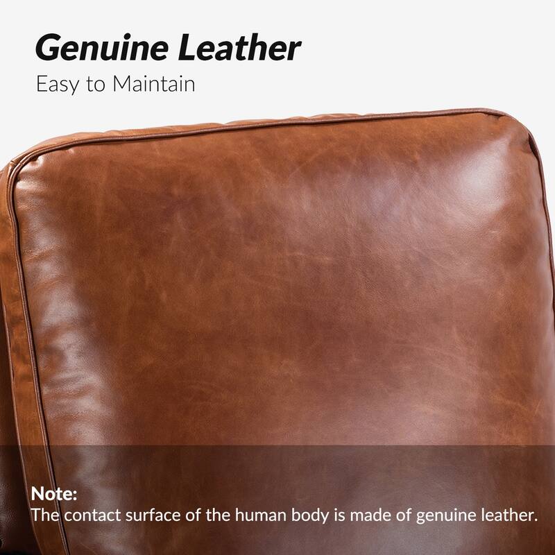 Cigar Mid-century Modern Genuine Leather Recliner with Nailhead Trim Set of 2 by HULALA HOME