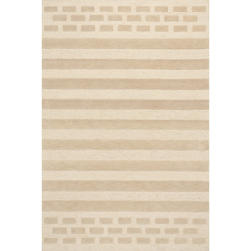 Carmeon Hamilton Hazel Bohemian Striped Wool Rug - 7' 6" x 9' 6" - Ivory - Rectangle